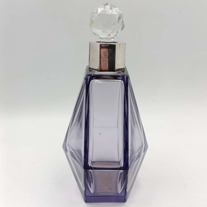 Vintage German Purple Crystal decanter with 800 silver trim