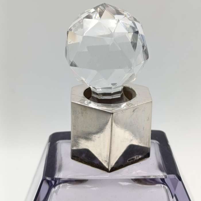 Vintage German Purple Crystal decanter with 800 silver trim