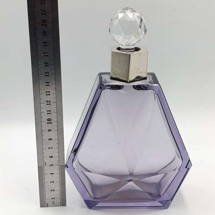 Vintage German Purple Crystal decanter with 800 silver trim