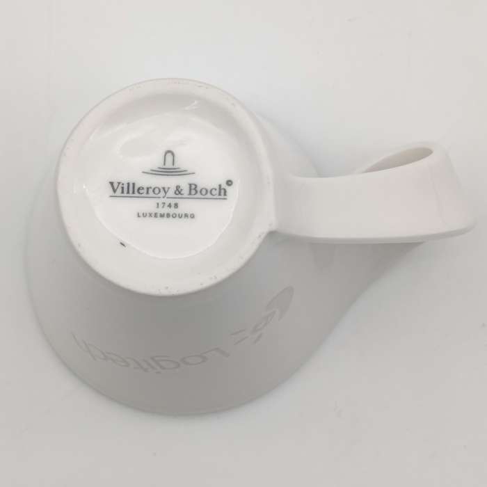 Villeroy and Boch espresso cup and saucer with Logitech advertising in box
