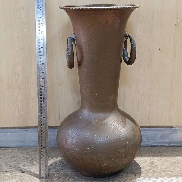Vintage large copper vase with handles