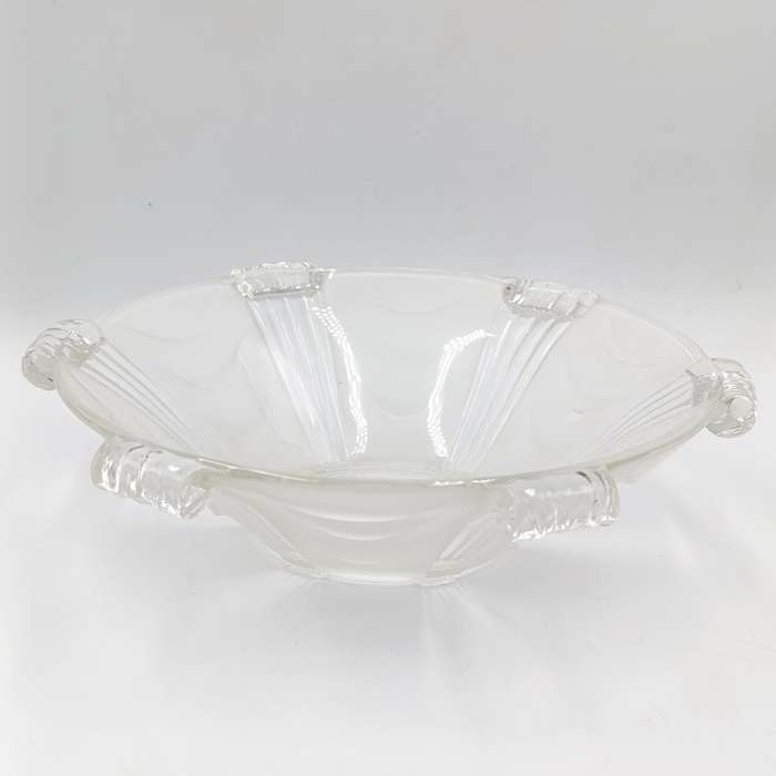 Vintage Art Deco frsted glass bowl - have some wear on footpieces