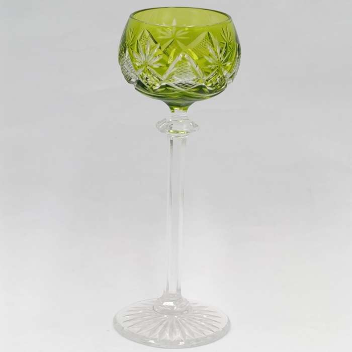Vintage Val st Lambert crystal green Liqueur glass