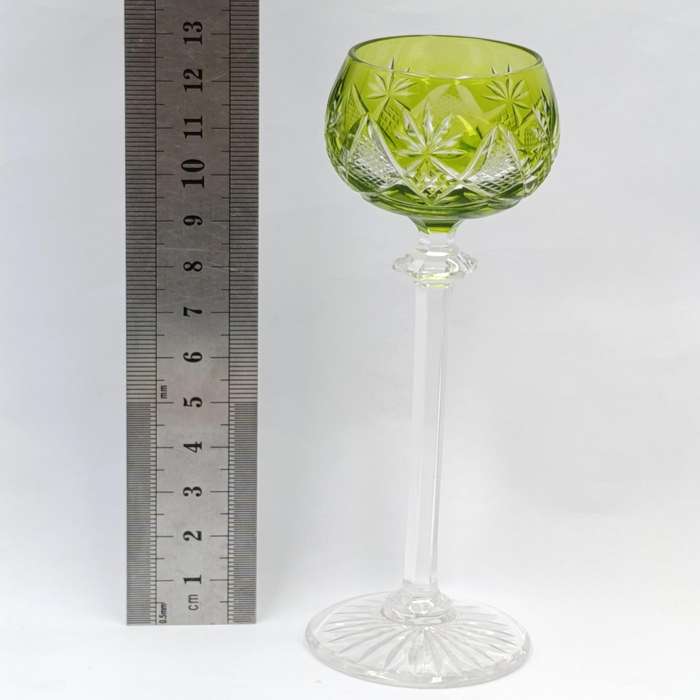 Vintage Val st Lambert crystal green Liqueur glass