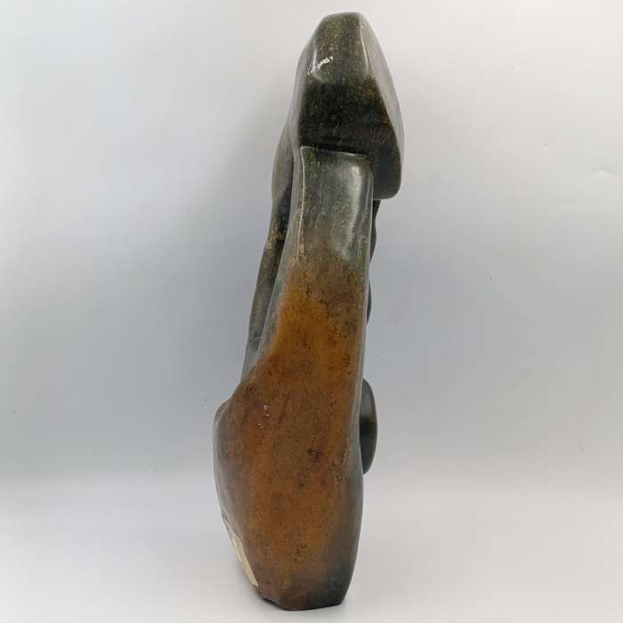 Vintage Green Opal stone African Piper sculpture - Height 39cm