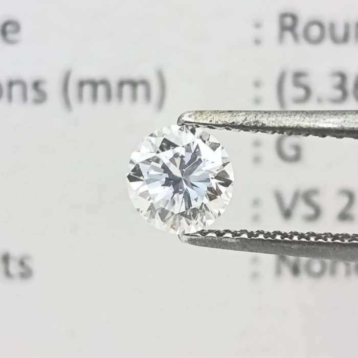 Natural Round Brilliant Diamond of 0,644ct - Colour G, clarity VS 2 - with GEMLAB certificate