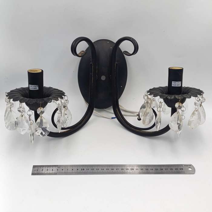Wall mounted light fitting crystal chandelier with 2 globes