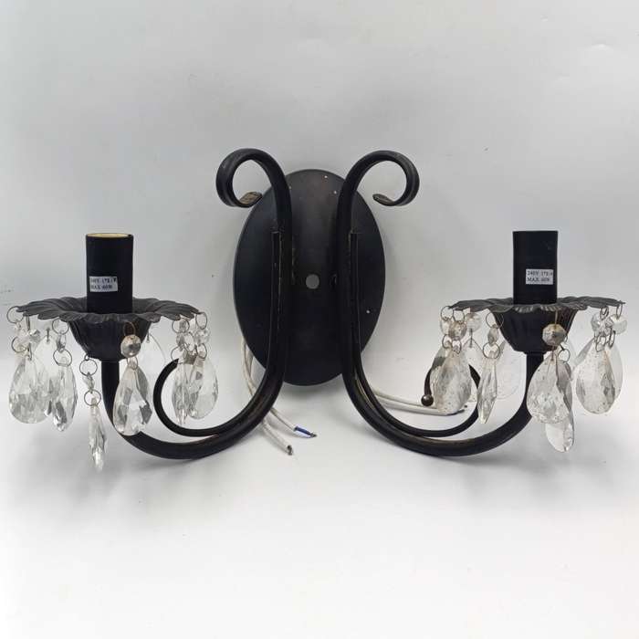 Wall mounted light fitting crystal chandelier with 2 globes