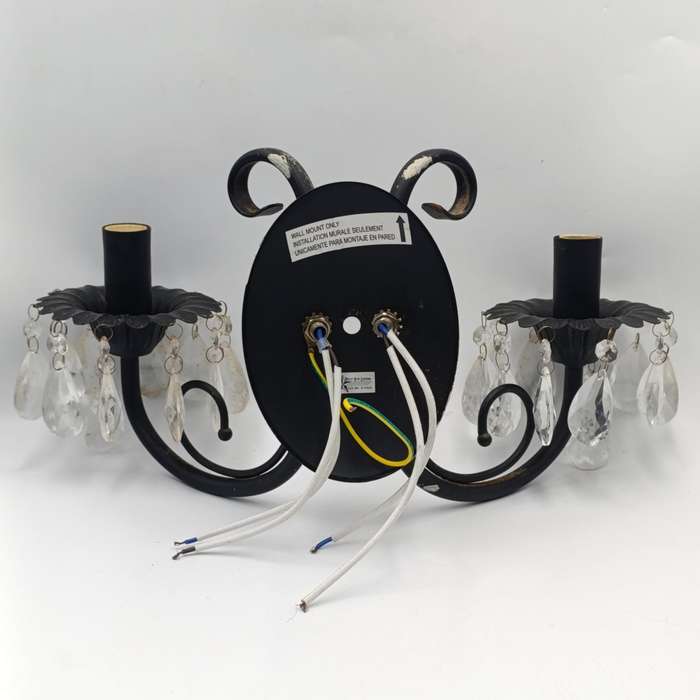 Wall mounted light fitting crystal chandelier with 2 globes