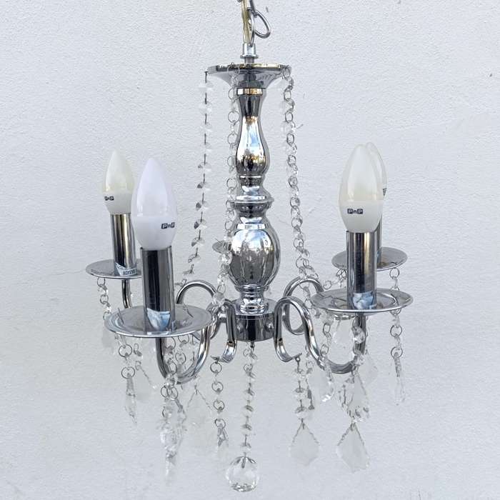 White metal Crystal decorated 5 arm chandelier