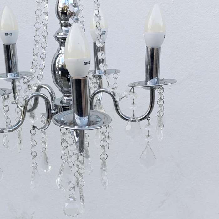 White metal Crystal-decorated 5 arm chandelier