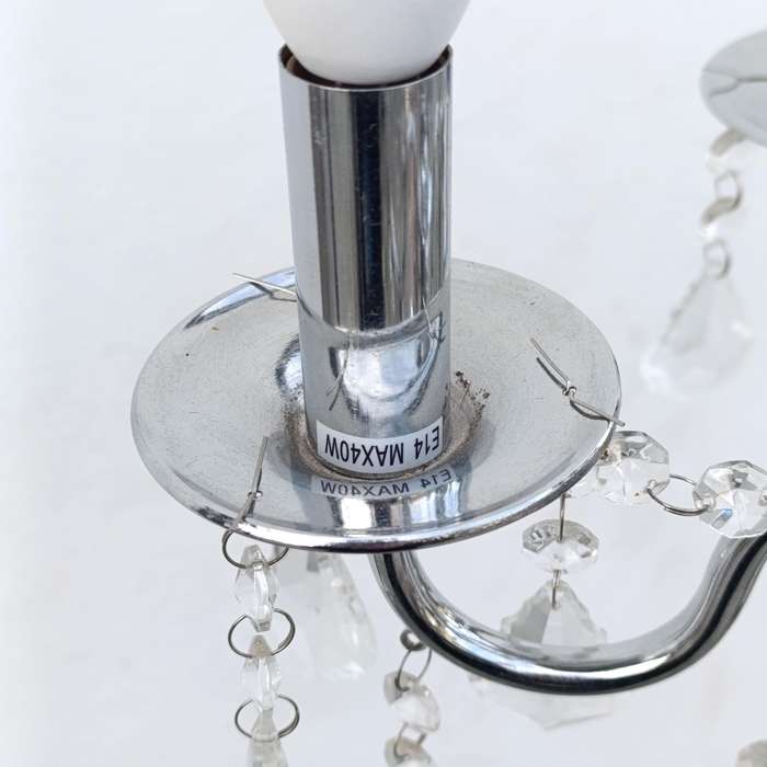 White metal Crystal-decorated 5 arm chandelier