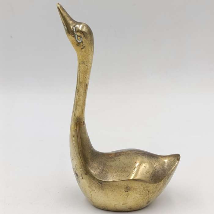 Vintage brass swan figurine - 14,5cm high