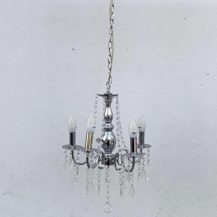 White metal Crystal decorated 5 arm chandelier