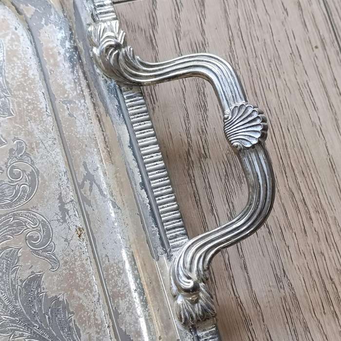 Vintage Silverplated serving tray with handles