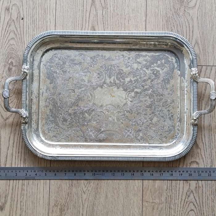 Vintage Silverplated serving tray with handles