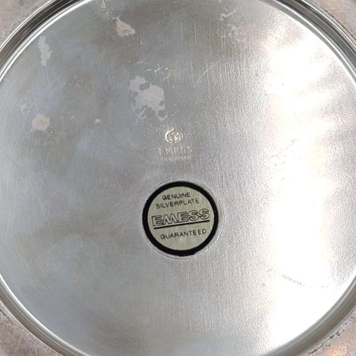 Vintage silverplated serving bowl with Pyrex glass inner and lid