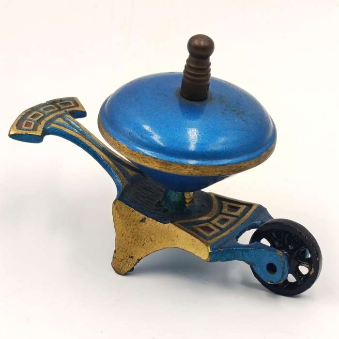 Vintage miniature Israeli metal and brass wheelbarrow ornament