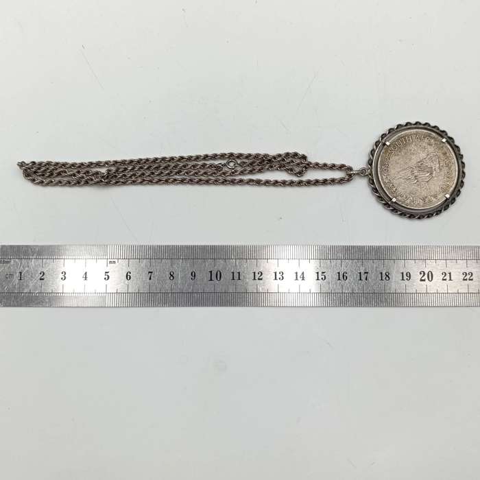 1952 Silver South Africa Crown with silver surround and chain - weighs 43.8g