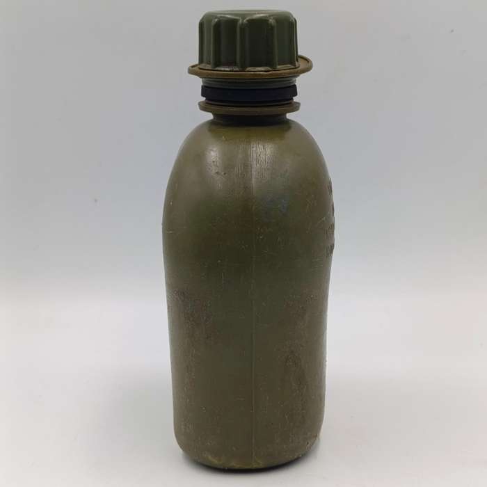 SADF water bottle with lid and firebucket in green material pouch and sling