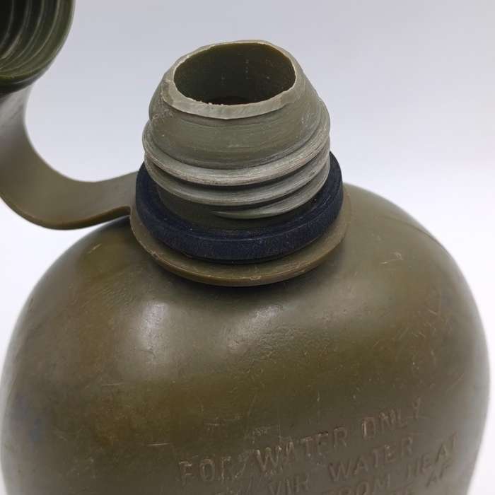 SADF water bottle with lid and firebucket in green material pouch and sling