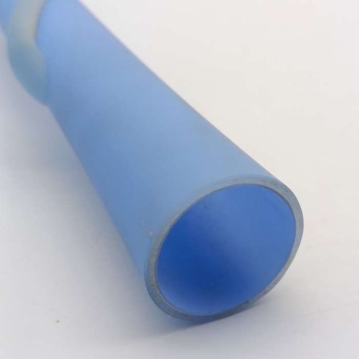 Vintage blue frosted glass vase with spiral design