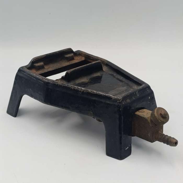 Vintage gas heated sad iron with heating stand