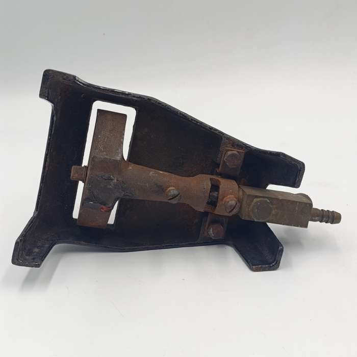 Vintage gas heated sad iron with heating stand