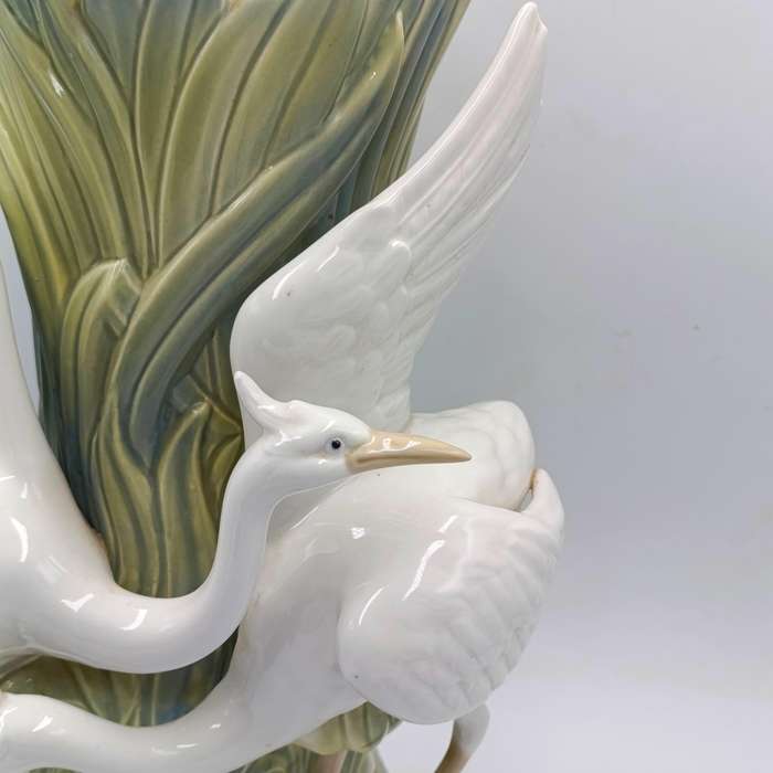 Vintage Miquel Requena White Herons porcelain vase