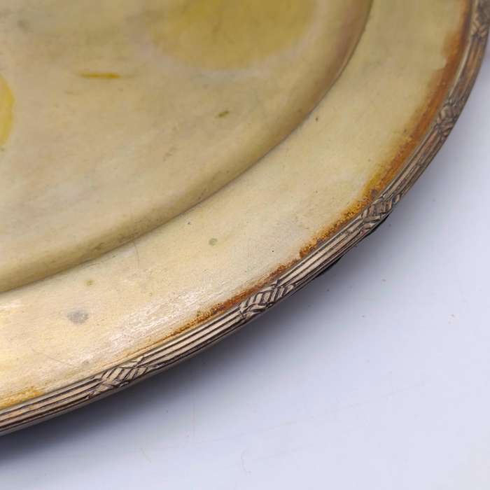 Vintage silverplated oval tray with porcelain handles