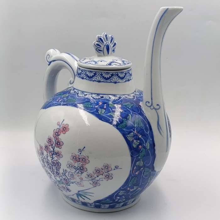 Vintage very large Chinese porcelain teapot with floral design