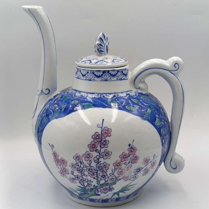 Vintage very large Chinese porcelain teapot with floral design