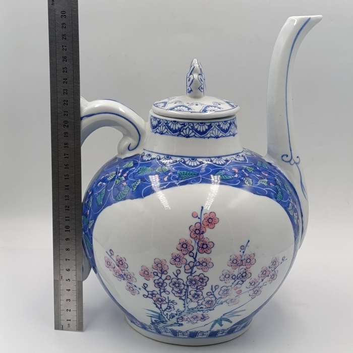 Vintage very large Chinese porcelain teapot with floral design