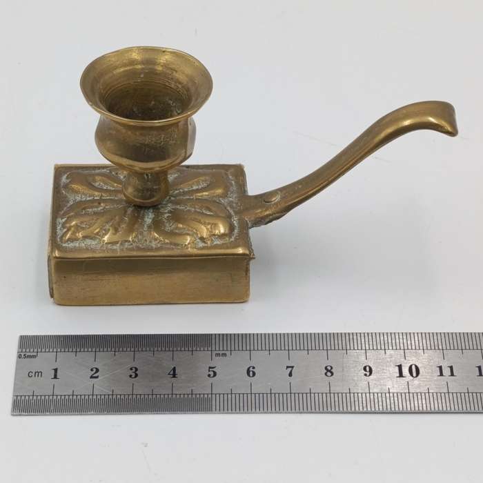 Vintage brass candle holder with matchbox