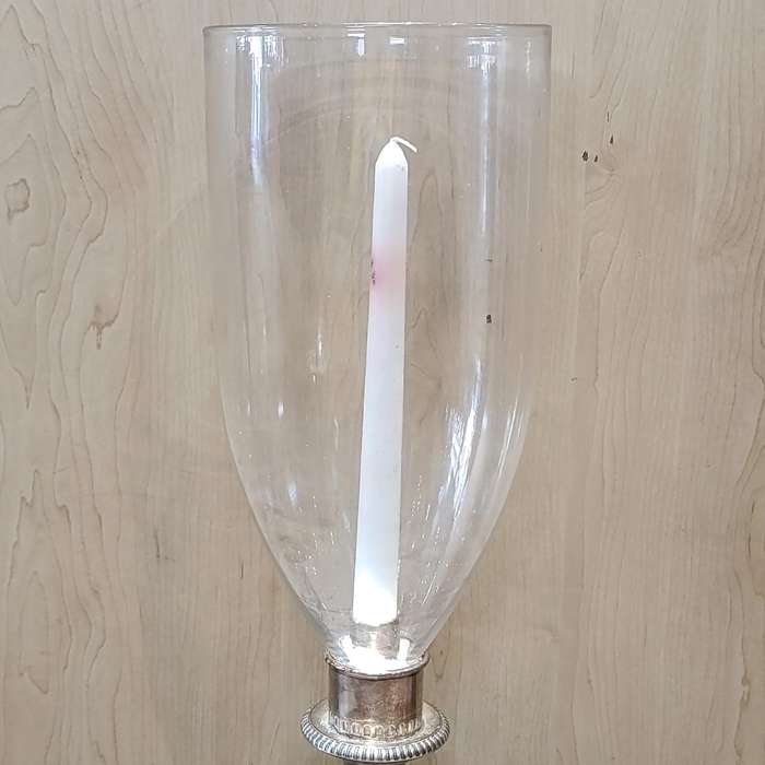 Vintage silverplated candlestick with glass shade - very unique piece - collection only