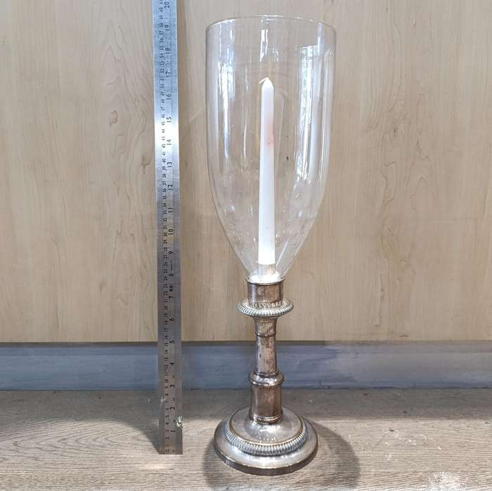 Vintage silverplated candlestick with glass shade - very unique piece - collection only