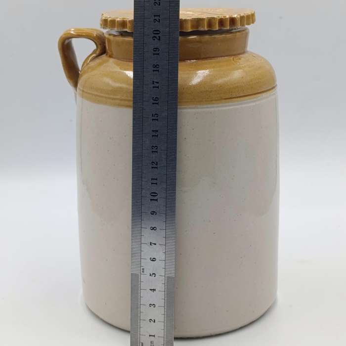 Vintage Indian Madhav Pottery stoneware screw lid jar