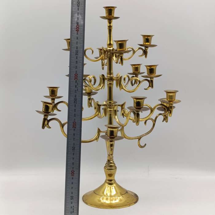 Vintage brass 17 arm candelabra - Height 46cm