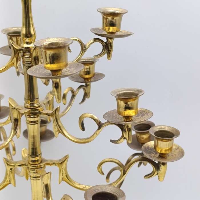 Vintage brass 17 arm candelabra - Height 46cm