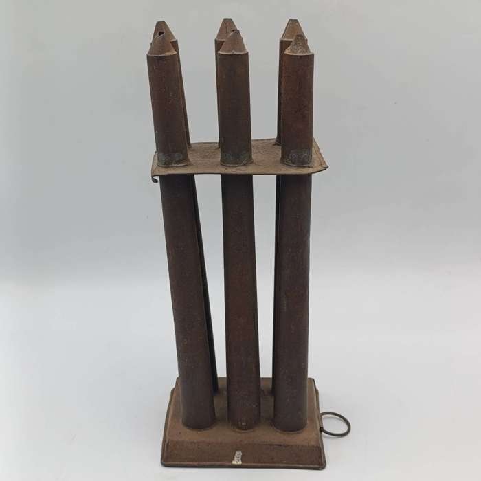 Antique tin 6-tube candle mold