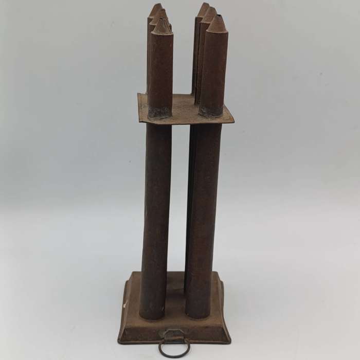 Antique tin 6-tube candle mold