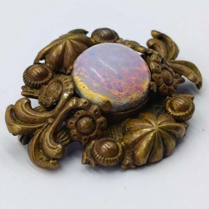 Antique brooch with Czech faux Opal