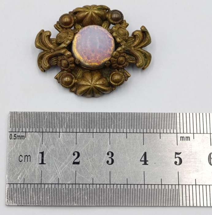 Antique brooch with Czech faux Opal