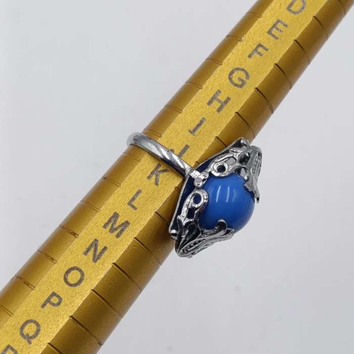 1926 CZECH arte deco bracelet and ring with blue stones - extra link