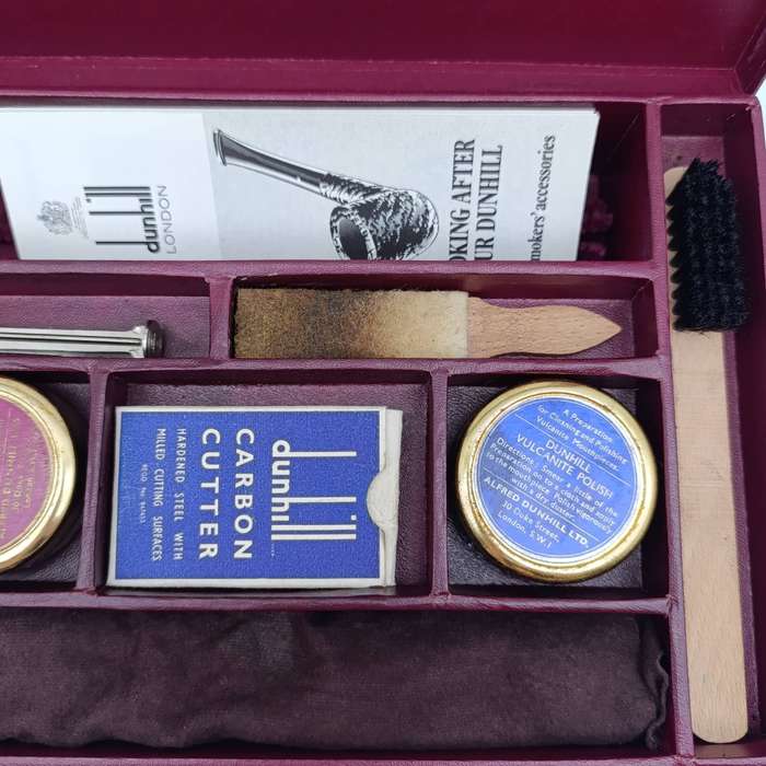 Vintage Dunhill pipe cleaning outfit kit - needs carbon cutter tool and bottle Pypure is empty