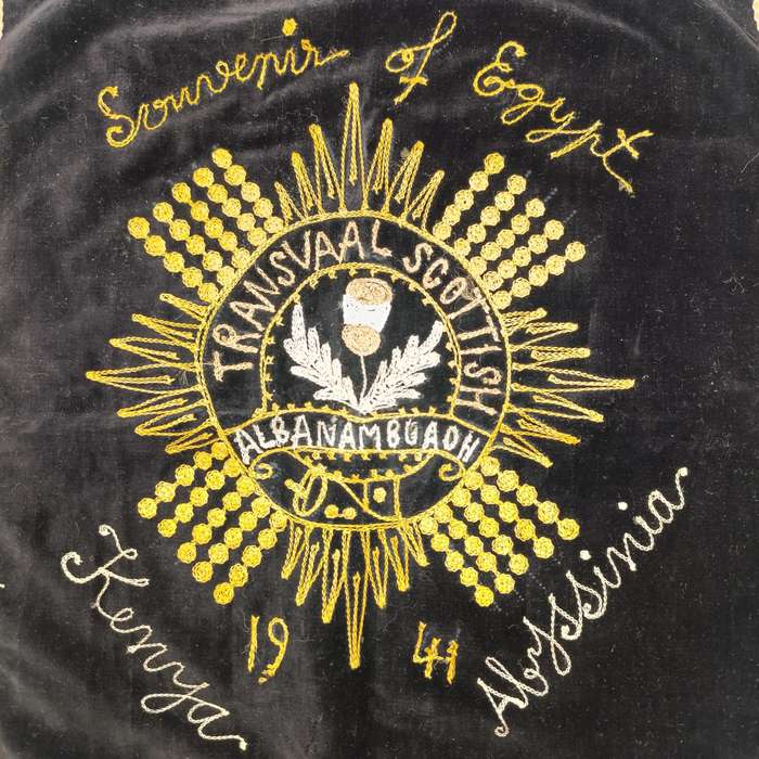 1941 Transvaal Scottish regiment Souvenir of Egypt embroidered cloth