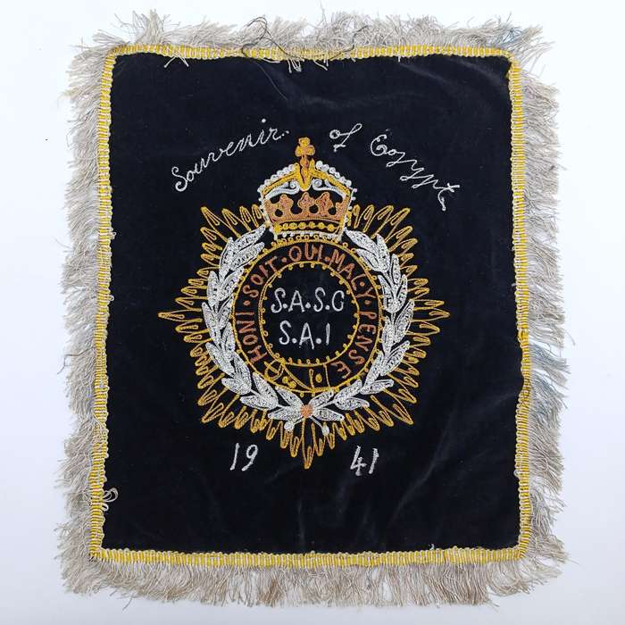 1941 SA Services Corps souvenir of Egypt embroidered cloth