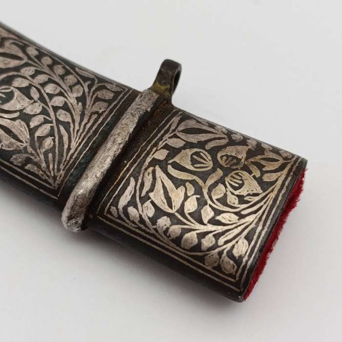 Vintage Indo-Persian damascus dagger with bone handle