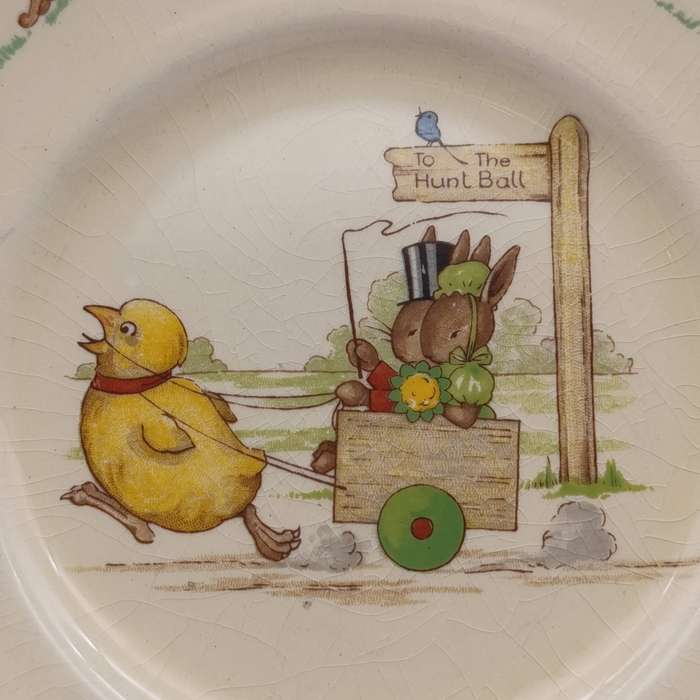 Royal Doulton Bunnykins "To the Hunt Ball" porcelain sideplate