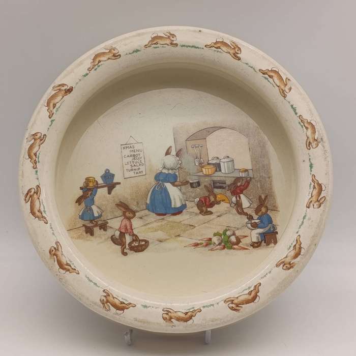 Royal Doulton Bunnykins Xmas menu porridge bowl